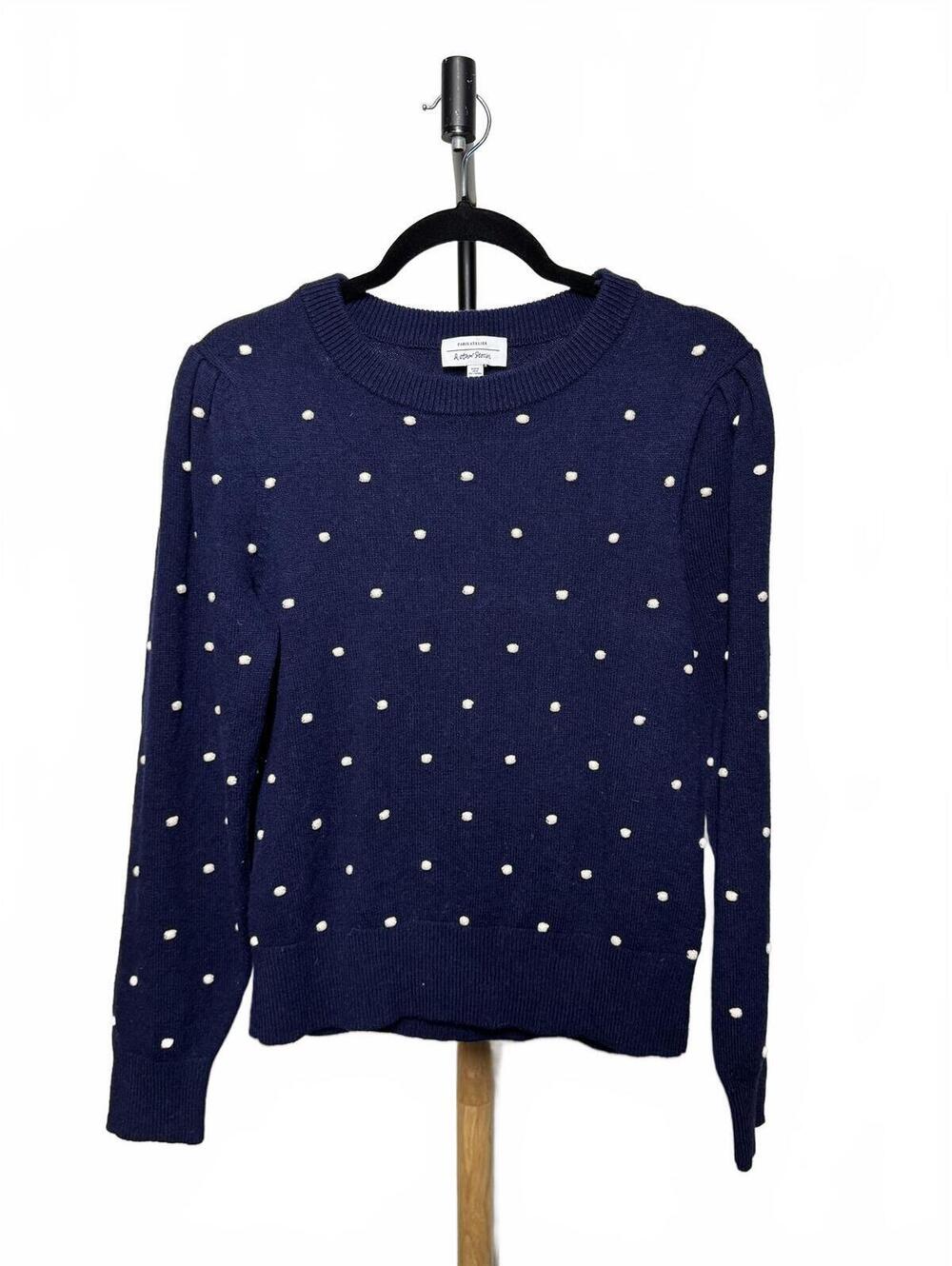 & other stories  Navy Polka Dot Knit Sweater Women's Regular M